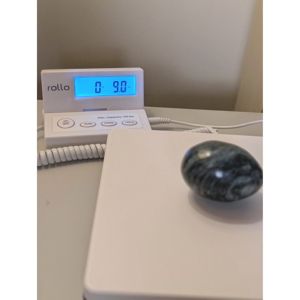 Vintage Black White Swirl Polished Marble Stone Egg Decorative Paperweight 3in - Picture 6 of 6